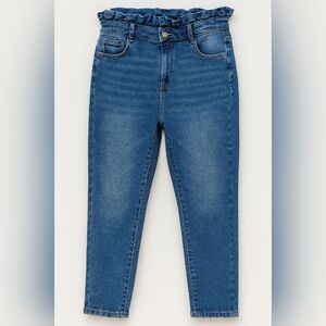 SHEIN High Waist Paper Bag Blue Jeans with Stretch.